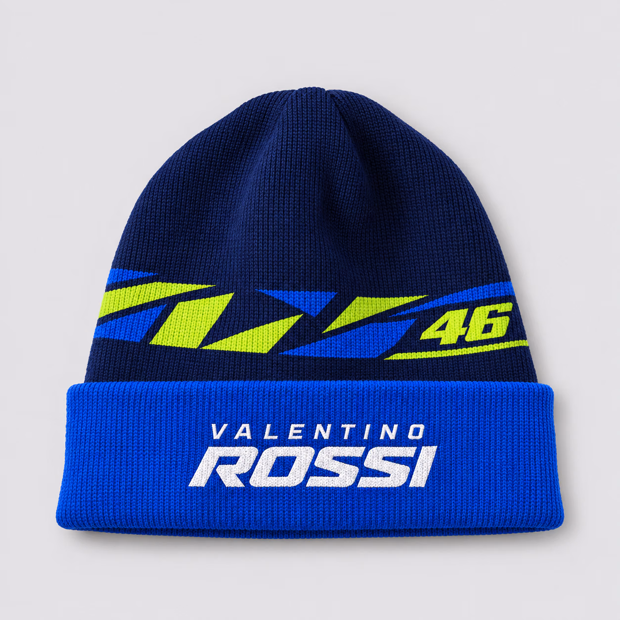 Alternative view of The Doctor #46 Navy Blue Neon Yellow Inspired Racing Beanie Hat