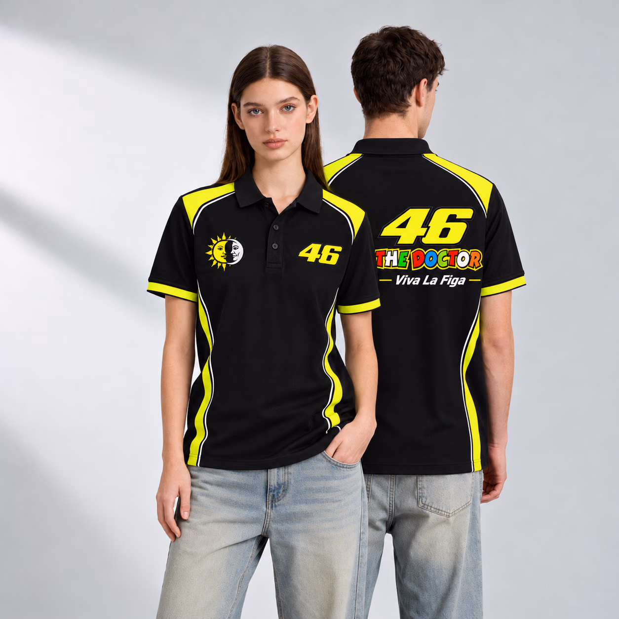 The Doctor 46 Rossi Tribute Edition Custom Racing Polo Shirt