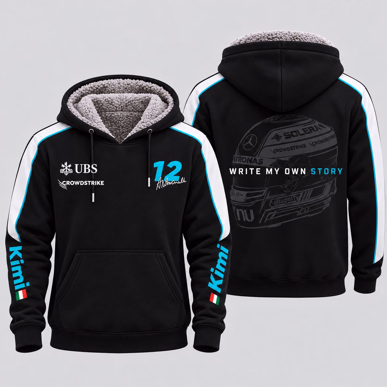 Alternative view of The Italian Sensation #12 Silver Arrows Team 2026 Custom Racing Sherpa-Lined Fleece Zip Hoodie