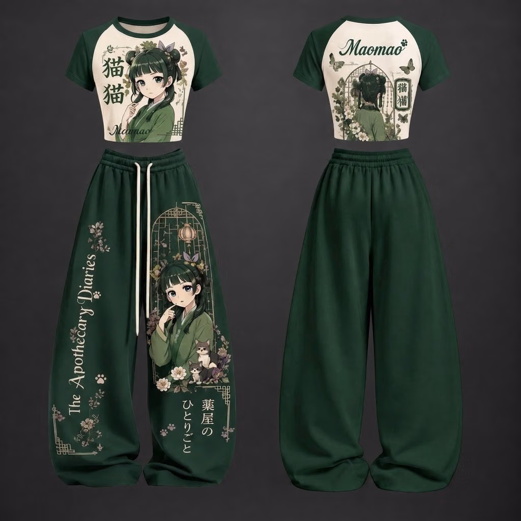 Curious Poison Girl Imperial Palace Secrets Crop top And Baggy Set Anime Clothes - 8xGear Subtle Anime Streetwear