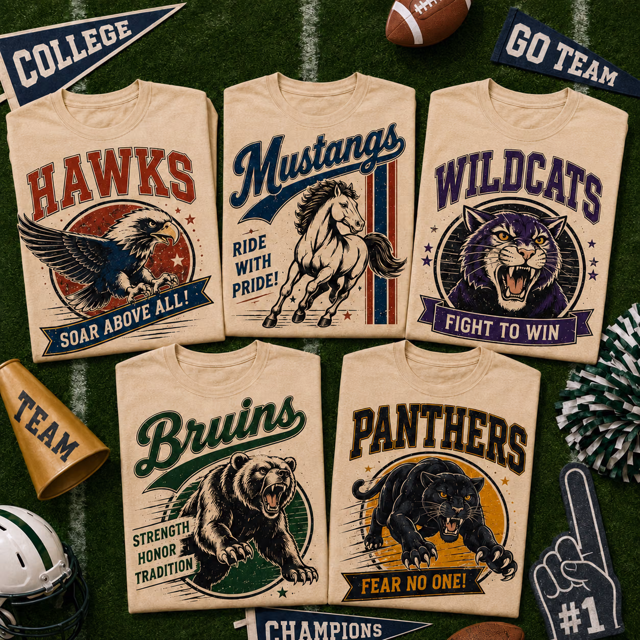 Cool Custom College Shirt - Trendy Vintage Mascot School Spirit Outfit