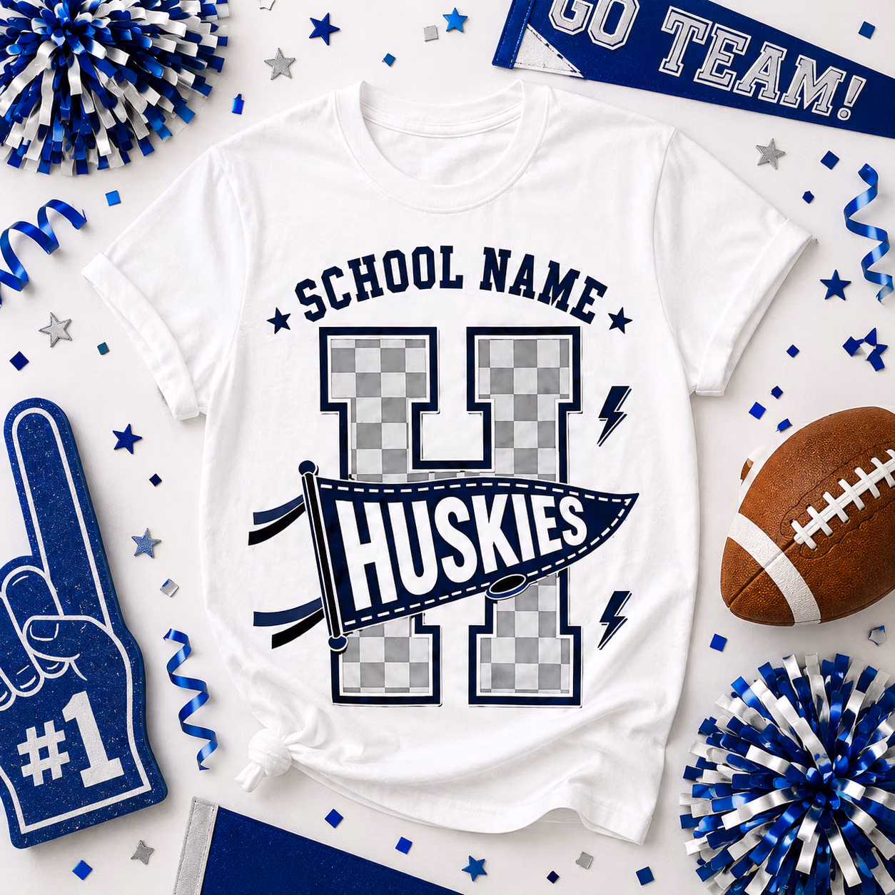 Custom College Shirt, Checkered Monogram Mascot Pennant Game Day Tee 4 Custom College Shirt, Checkered Monogram Mascot Pennant Game Day Tee - Image 4