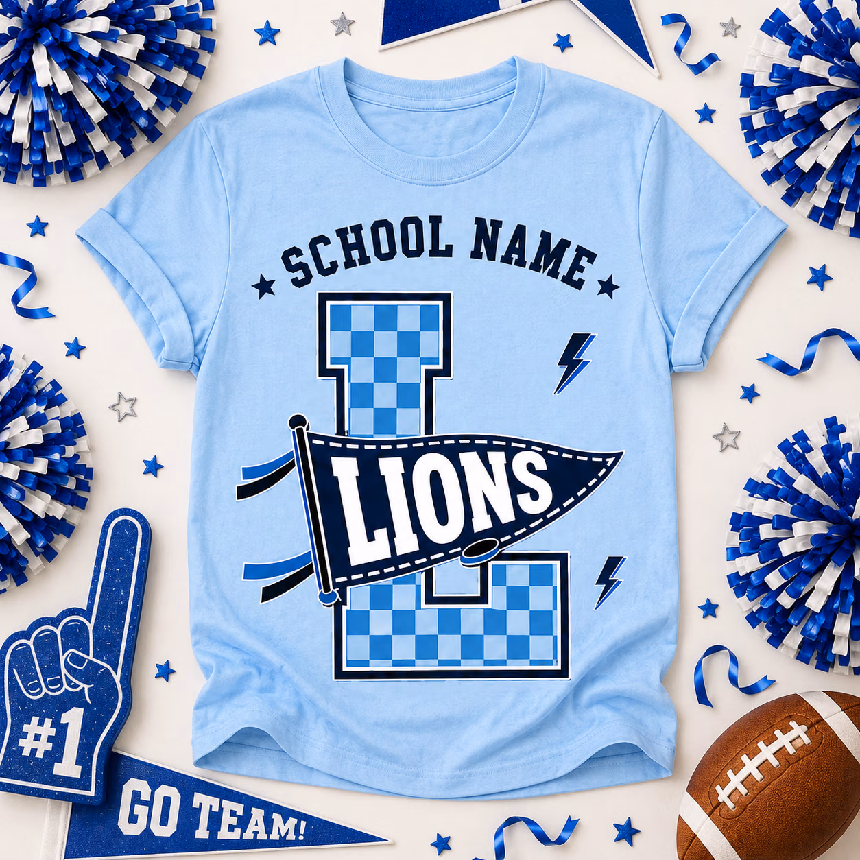 Custom College Shirt, Checkered Monogram Mascot Pennant Game Day Tee 7 Custom College Shirt, Checkered Monogram Mascot Pennant Game Day Tee - Image 7