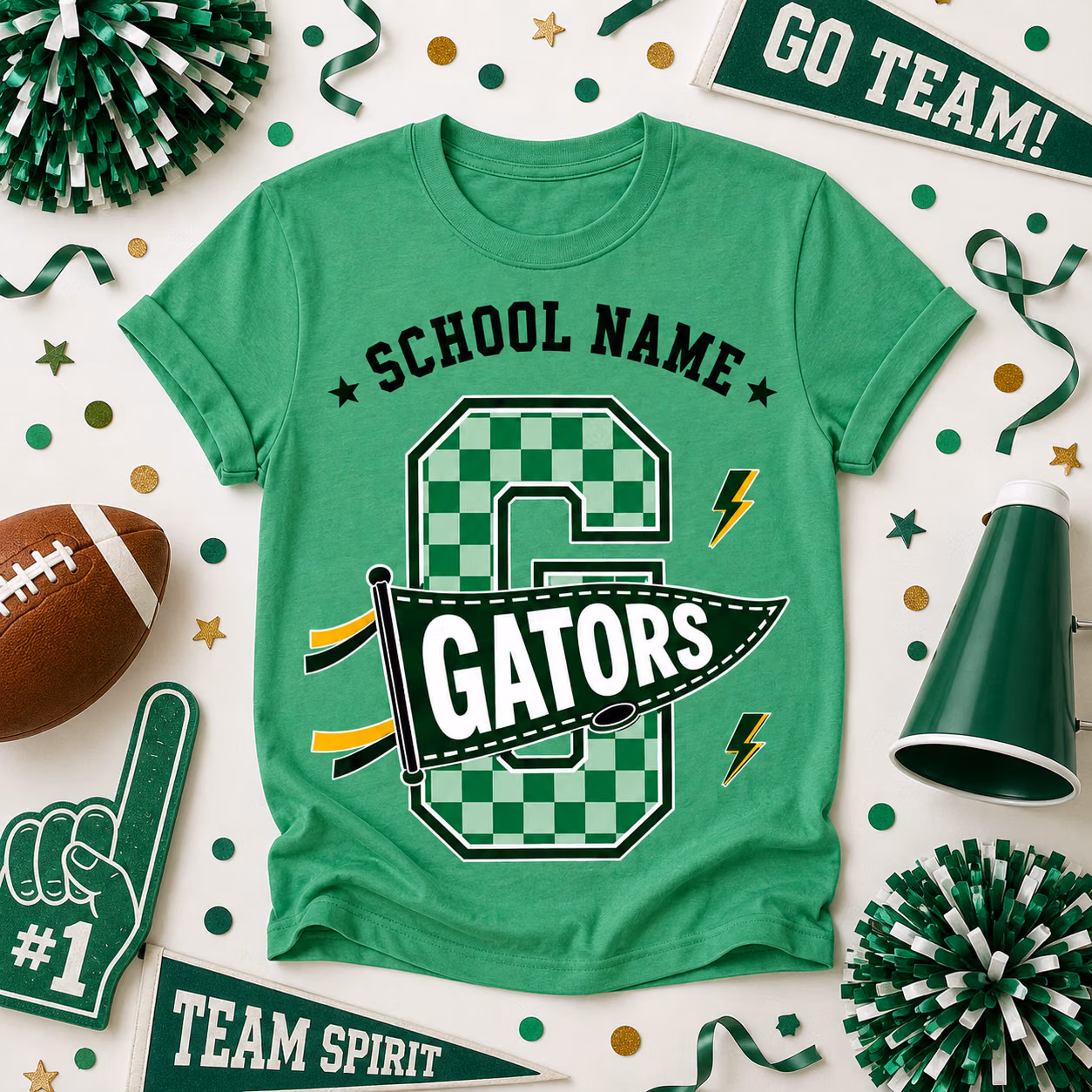 Custom College Shirt, Checkered Monogram Mascot Pennant Game Day Tee 8 Custom College Shirt, Checkered Monogram Mascot Pennant Game Day Tee - Image 8