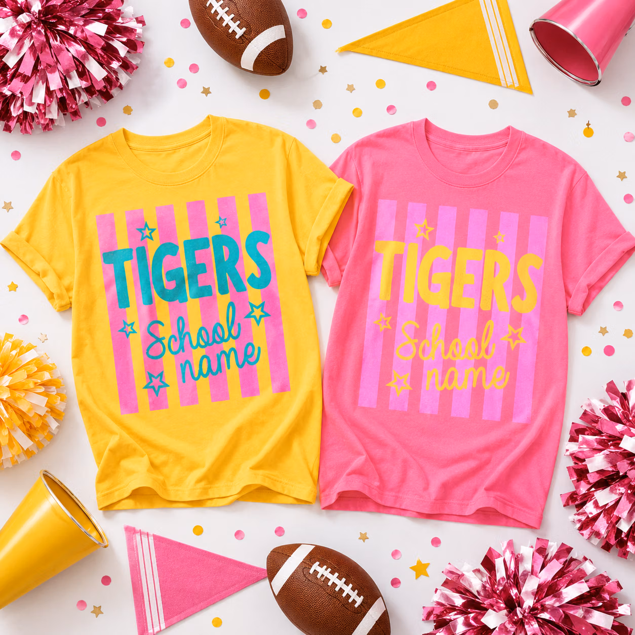Custom College Shirt - Personalized Striped Mascot Game Day Tee