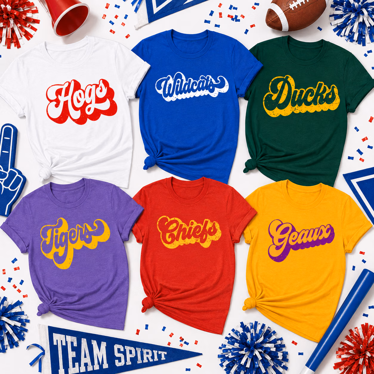 Custom College Spirit T-Shirt - Groovy Wavy Mascot Graphic Tee