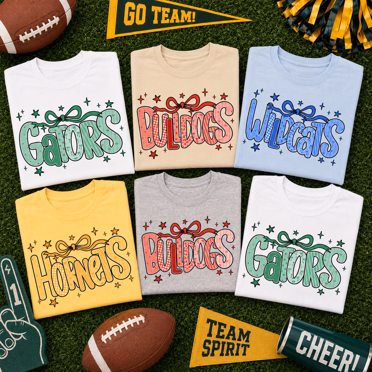 Custom College Mascot Game Day Shirt, Coquette Bow Varsity Team Tee