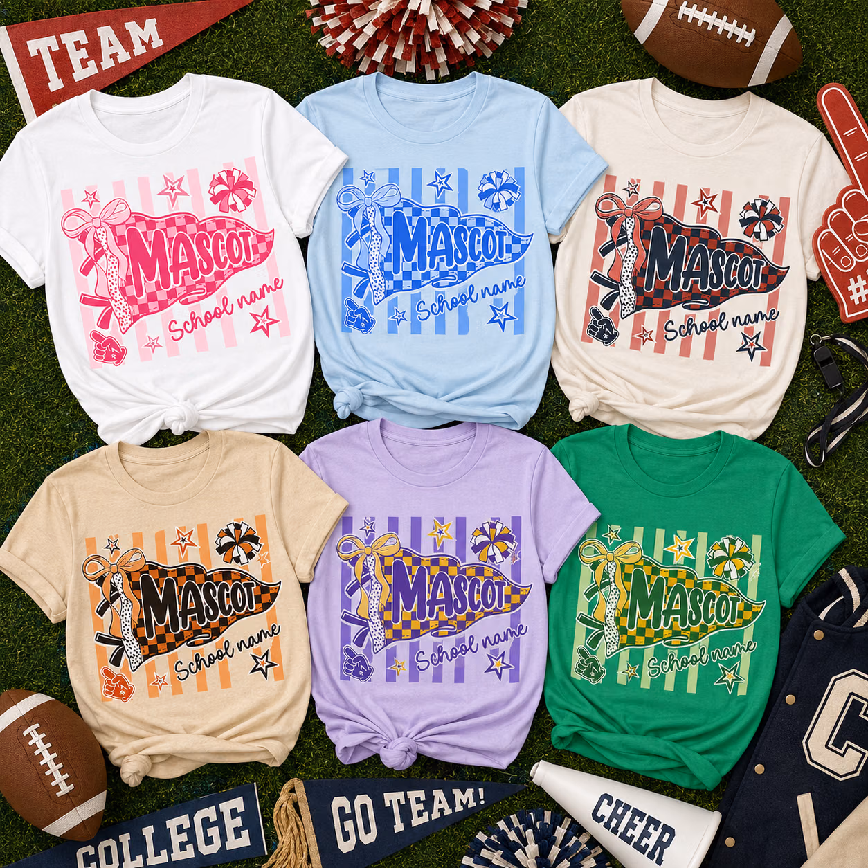 Custom College Shirt, Personalized Mascot Pennant Game Day Tee