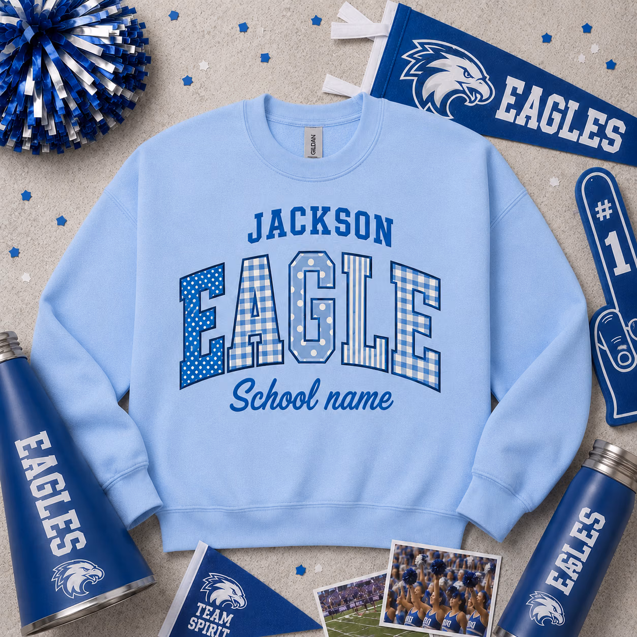Custom College Sweatshirt - Personalized Patterned School Crewneck 3 Custom College Sweatshirt - Personalized Patterned School Crewneck - Image 3