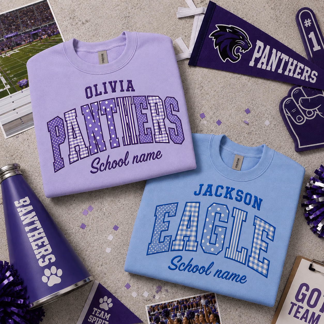 Custom College Sweatshirt - Personalized Patterned School Crewneck