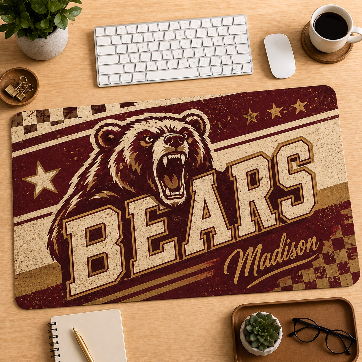 Personalized College Desk Mat With Custom Student Name and Mascot