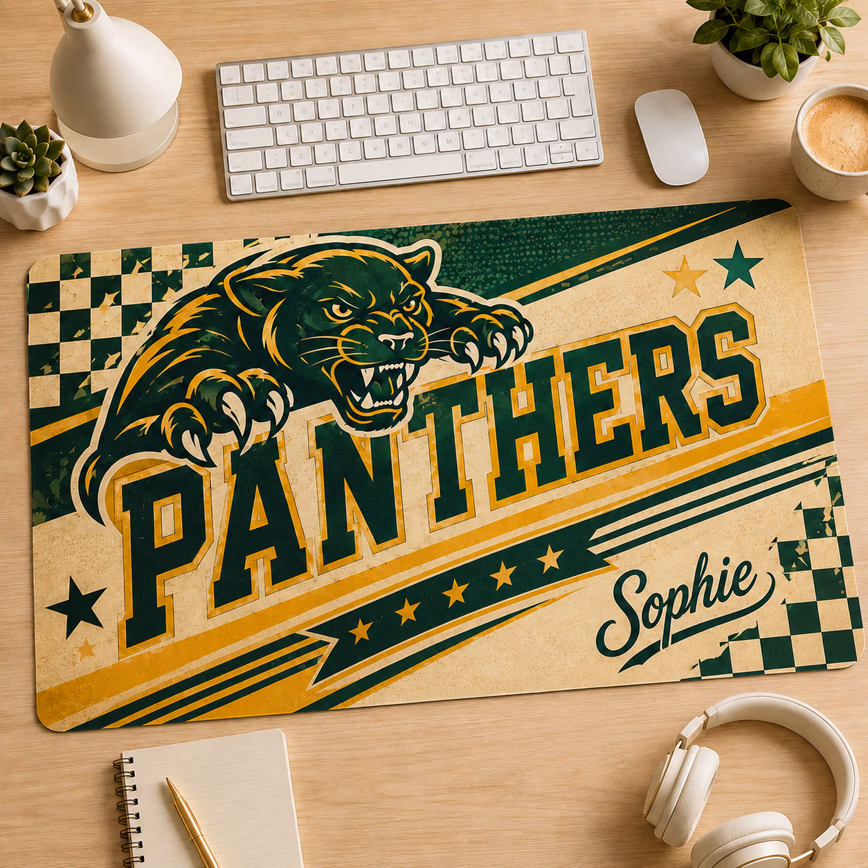 Personalized College Desk Mat With Custom Student Name and Mascot