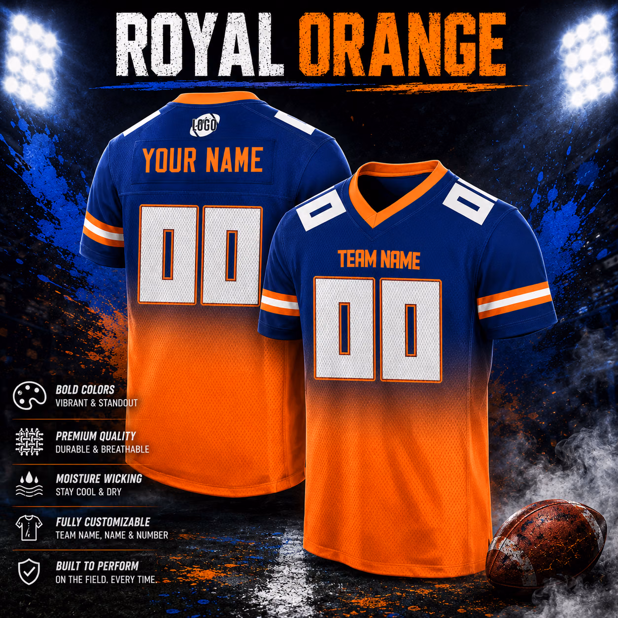 Trendy Custom Football Jersey - Gradient Ombre Game Day Fan Shirt 6 Trendy Custom Football Jersey - Gradient Ombre Game Day Fan Shirt - Image 6