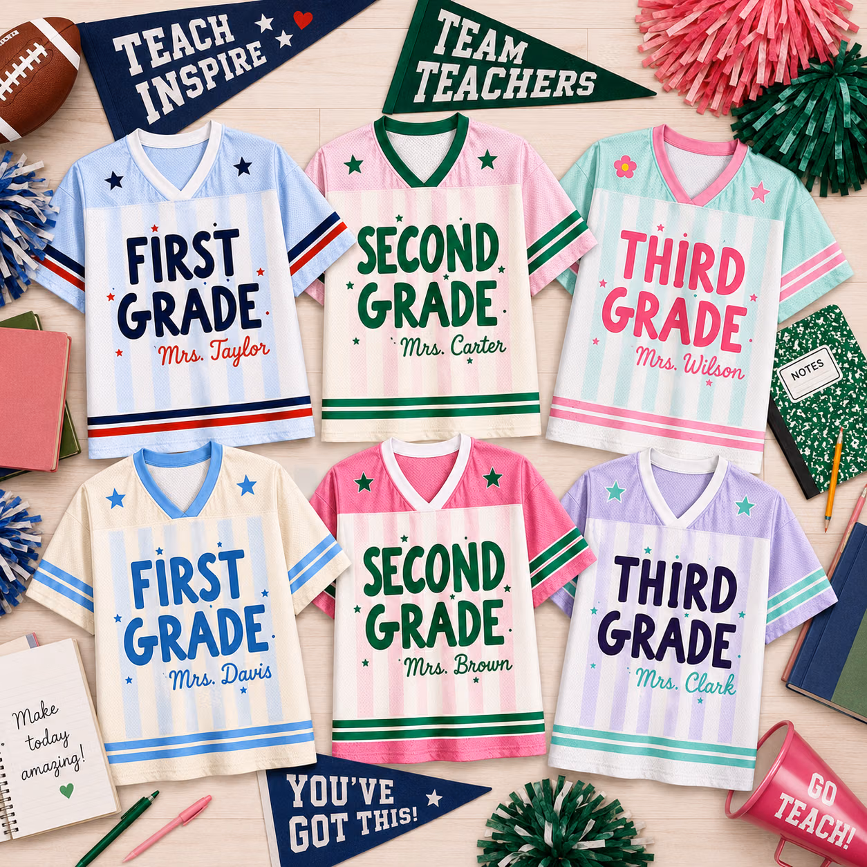 Custom Mesh Football Jersey - Trendy Grade Level Game Day Jersey Tee