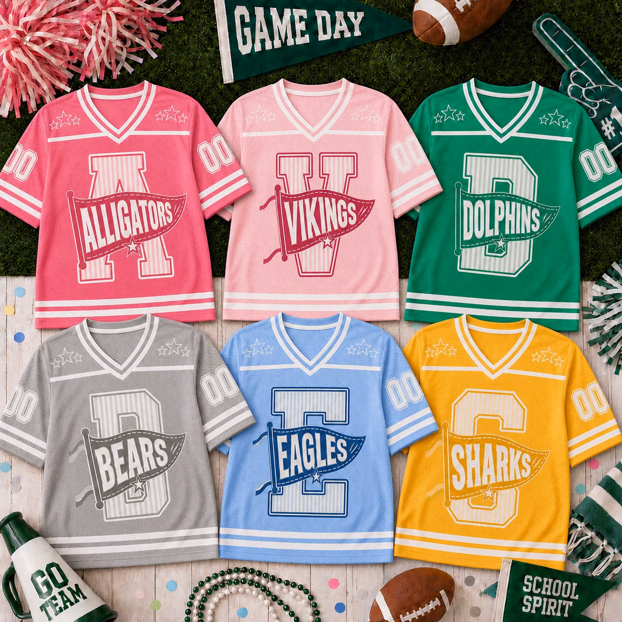 Custom College Football Jersey - Trendy Pennant Game Day Shirt