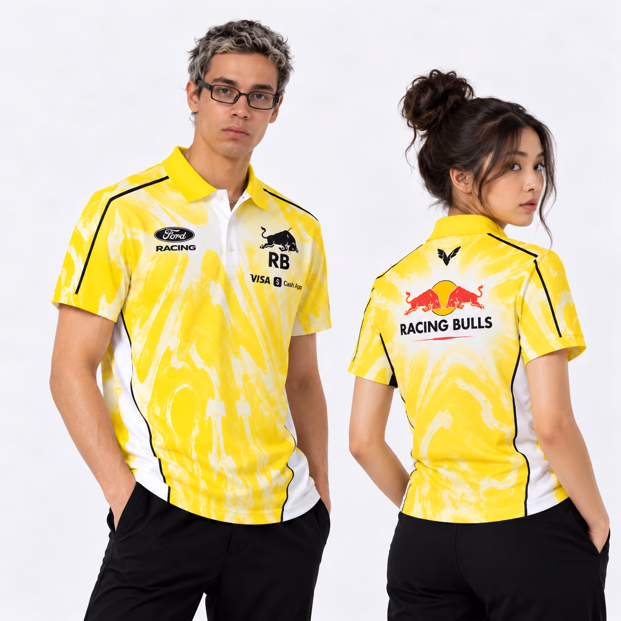 VISA Cash App RB Team Yellow Miami GP 2026 Custom Polo Shirt